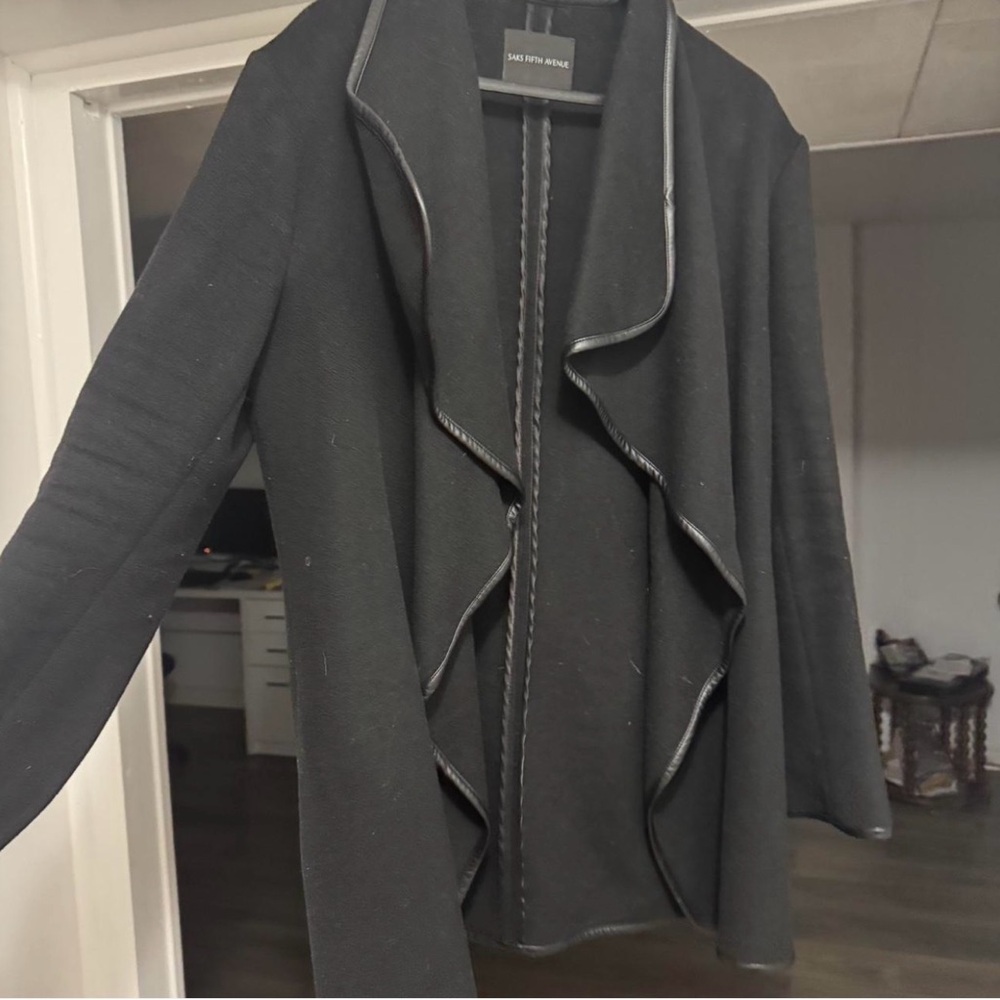 Saks Fifth Avenue Black Open Front Cardigan